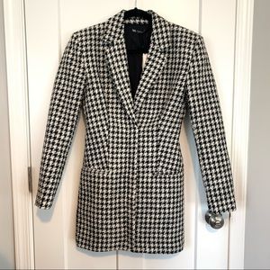 NWT ZARA BLAZER DRESS HOUNDSTOOTH PRINT